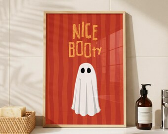 Bonito estampado de trasero, divertido arte de fantasmas para el baño, póster espeluznante de Halloween para descargar