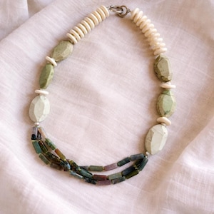Alxa| Multi-layer Alashan Agate Indian Agate Necklace Statement Piece