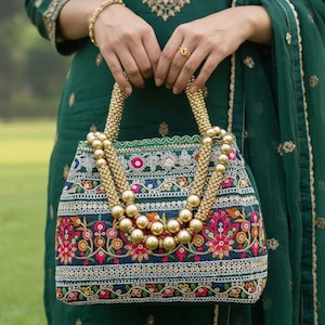 Women Potli Bag, Embordered Potli Bag, Traditional Potli Bag, Wedding Potli Bag, Pearl Beads Potli Bag, Handmade Bag