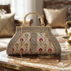 Women Clutch Handbag / Golden Clutch Bag / Silk Clutch Handbag / Luxury Gold Bag / Gift For Her Clutch Bag / Evening Clutch Bag / Bridal Bag