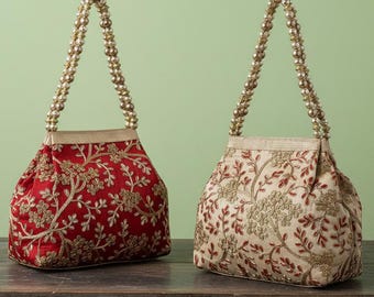 Latest Design 2 Pack Embroidered Potli Bag, Polyester Embroidered Bag, Handmade Potli Bag, Women Potli Bag, Wedding Gift Potli Bag,