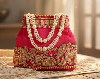 Handmade Women Potli Bag, Wedding Bag, Bridal Potli Bag, Designer Potli Bag, Wedding Return Gift Potli Bag, Hand Bag Potli Bag, Batwa,