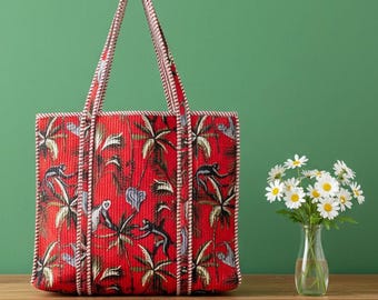 Trendig Kantha-väska, Handgjord Kantha-väska, Kantha-väska med dragkedja, Shoppingväska, Indisk väska, Modern indisk väska, Tygväska, Återanvändbar väska