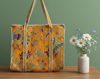 Trendig Kantha-väska, Handgjord Kantha-väska, Kantha-väska med dragkedja, Shoppingväska, Indisk väska, Modern indisk väska, Tygväska, Återanvändbar väska