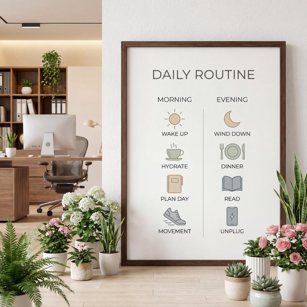 ADHD Daily Routine Chart, Minimalist Visual Schedule, Productivity ...