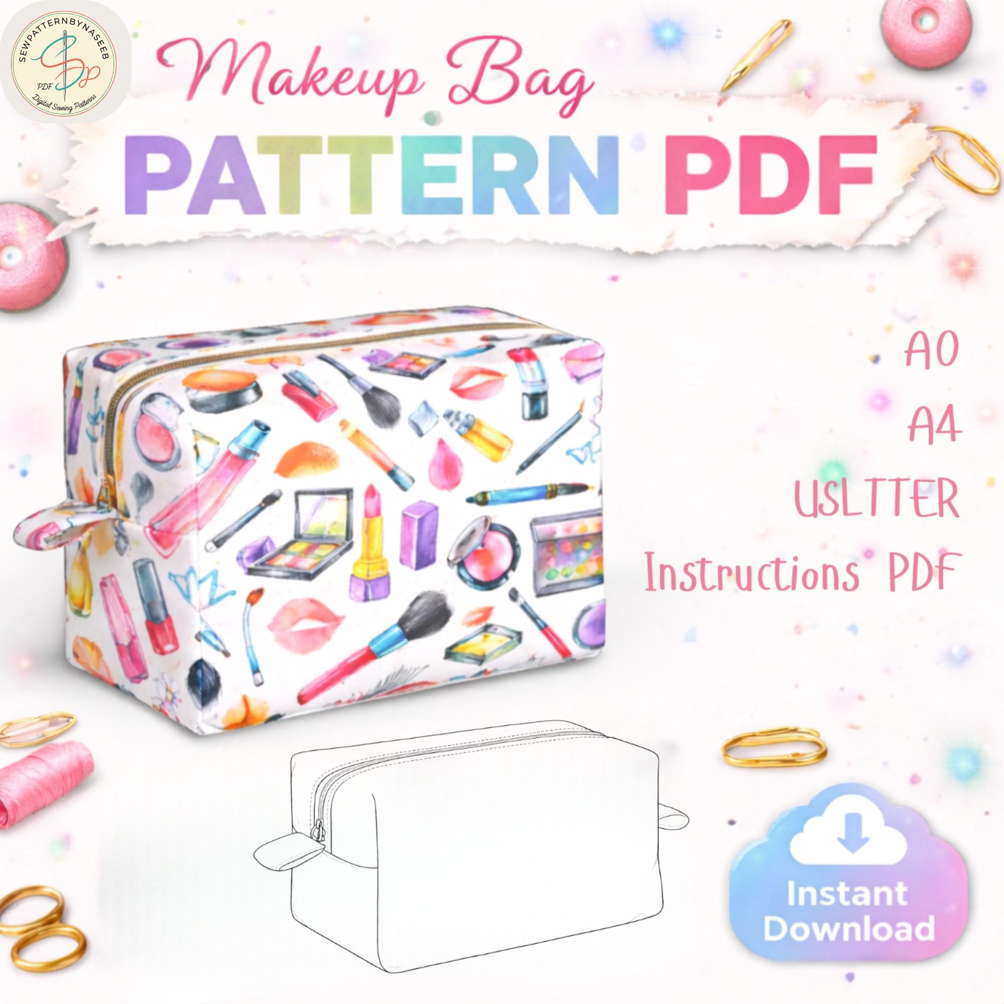 Makeup Bag Sewing Pattern | Cosmetic Pouch DIY Tutorial (digital ...