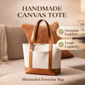 Patrón de costura para bolso de lona: Bolso de hombro minimalista de gran capacidad (Descarga en PDF)