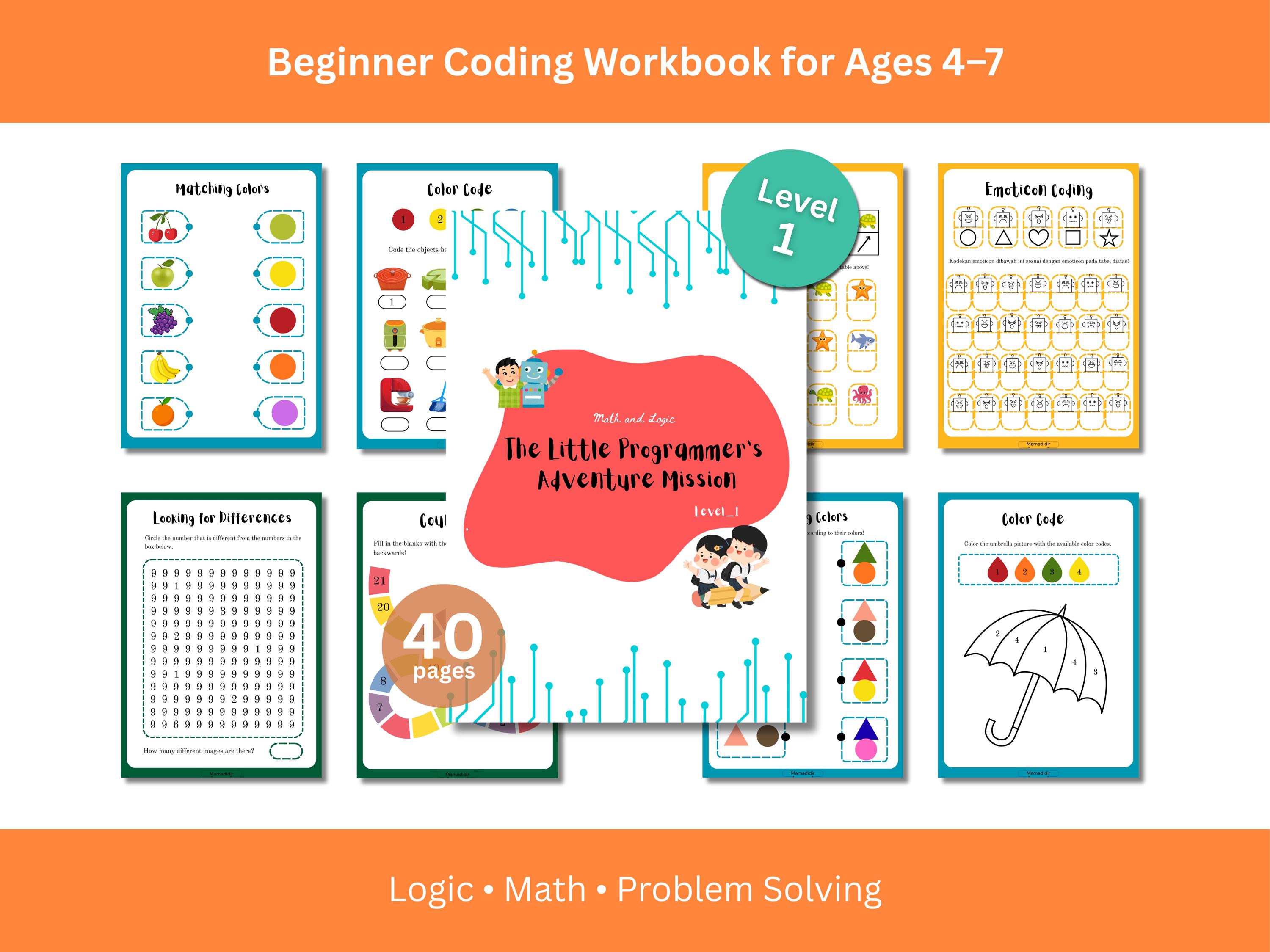 Kids Coding Worksheet Level 1 | Beginner STEM Activity, Ages 4-7 ...