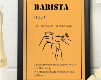 Barista Line Art Print – Minimalist Coffee Shop Wall Art Poster