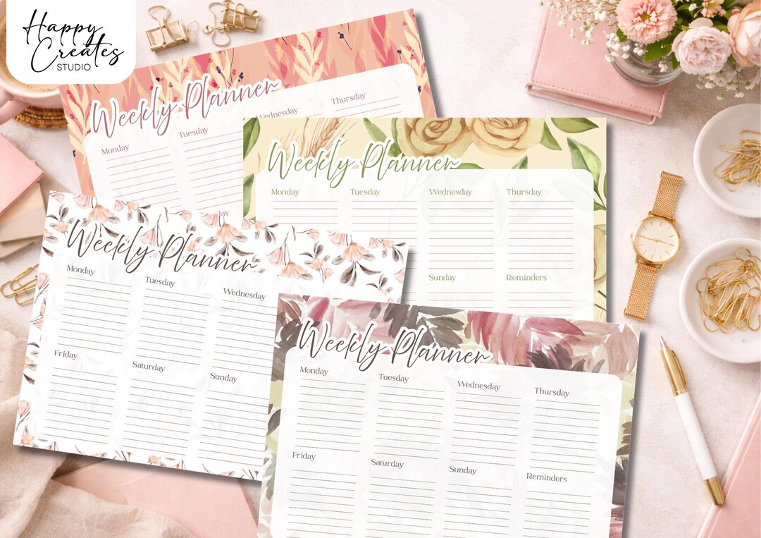Happy Creates Studio - Weekly Planner Bundle of 4 | Earthy Tone - Etsy