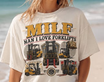 Man I Love Forklifts Vintage Graphic T-Shirt, Funny Forklift Operator Shirt, Retro Warehouse Humor Meme, Industrial Worker Gift