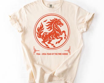 1966 2026 Jahr des Feuers Pferd 60. Geburtstag Chinesisches Sternzeichen Rotes Pferd Vintage Style Astrologie Geschenk für Männer Frauen geboren 1966