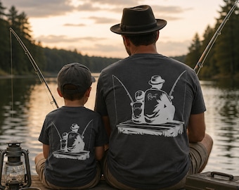 Personalized Fishing Dad Shirt, Custom Father Son Matching Tee, Lake Fishing Family Shirt, Fathers Day Gift for Dad