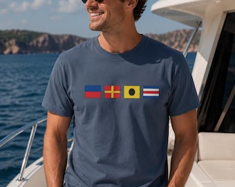 Personalized Nautical Flags Shirt, Maritime Signal Flag Tee, Custom Sailing Shirt, Boat Captain Gift, Father's Day Tee