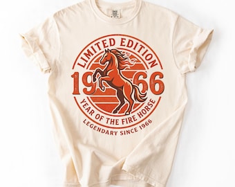 1966 Year Of The Fire Horse 60th Birthday Vintage Red Horse Shirt Chinese Zodiac Astrology Gift Legendary Since 1966