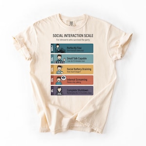 Social Interaction Scale Shirt Introvert Humor Tee, Social Battery Chart, Anti Social Meme Shirt, Funny Introvert Gift