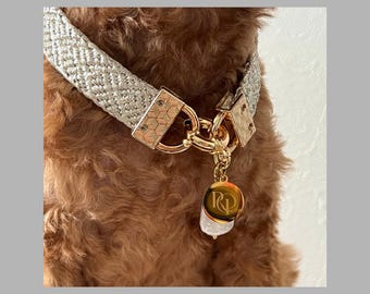 Dog Necklace, Japanese Obijime Silk & Freshwater Pearl, Silver Dog Jewelry, Upcycled Omamori Necklace, Handmade in Japan