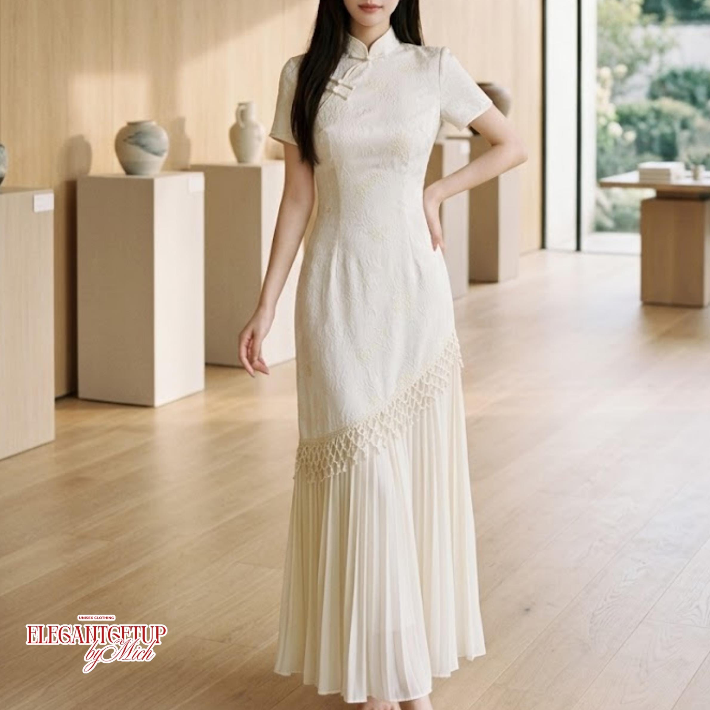 chinese dress ladies Mandarin Collar Long Sleeve A-Line Velvet Oriental Evening Dress Black / 5XL main image 0
