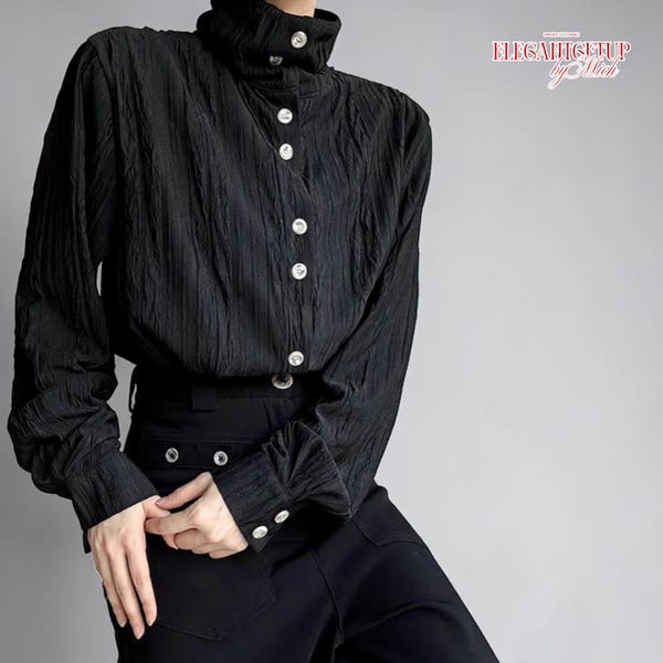 Pleated Long Sleeve | Simple Button Up Clothing | Daily Wear | Casual Top Silhouette