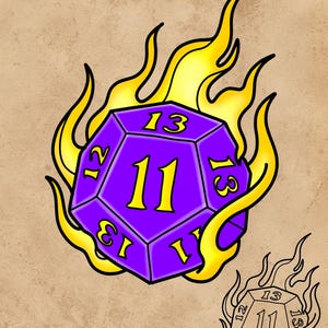 Neo Traditional 11:11 Dice Tattoo Design – Angel Number Digital Art (Linework & Color)