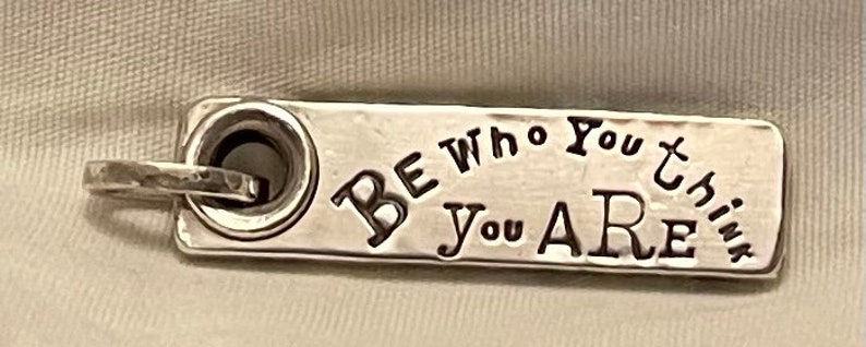 Sterling silver dog tag charm with your custom message stamped. image 7