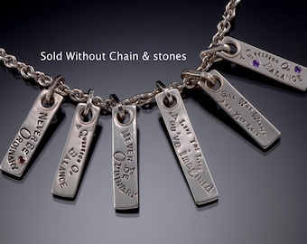 Sterling silver dog tag charm with your custom message stamped.