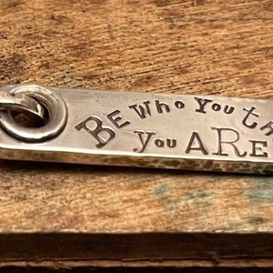 Sterling silver dog tag charm with your custom message stamped. image 5