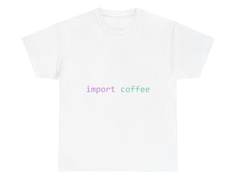Koszulka z nadrukiem „Import Coffee Python Coder”, koszulka z humorem dla programistów