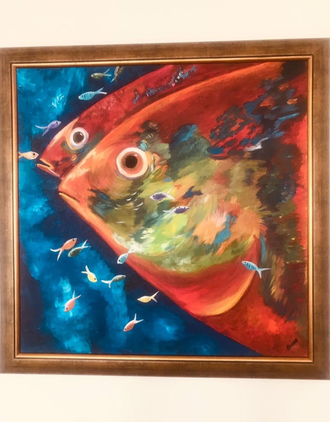Original Abstract Fish Acrylic Painting - Etsy