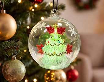 Glass Christmas Tree Ornament, Clear Glass Ball Decoration, Holiday Tree Hanging Decor, Christmas Gift, Festive Home Decor