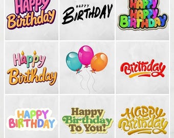 Bundle aquarelle de cliparts de célébration d'anniversaire - 3375px haute résolution - arrière-plan transparent - usage commercial