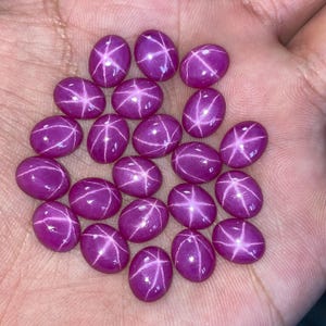 2 piezas de cabujón ovalado de rubí estrella de calidad AAA de 8 x 10 mm, gema suelta: Precio por par