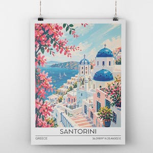 Santorini travel poster, Santorini Greece, Santorini print, Santorini wall art, Santorini poster, Santorini photo, Santorini wall decor image 7