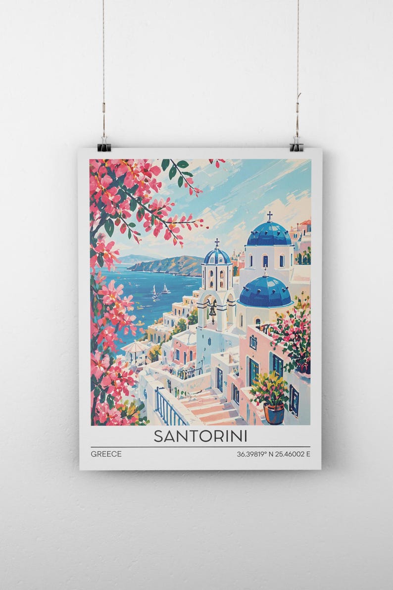 Santorini travel poster, Santorini Greece, Santorini print, Santorini wall art, Santorini poster, Santorini photo, Santorini wall decor image 7
