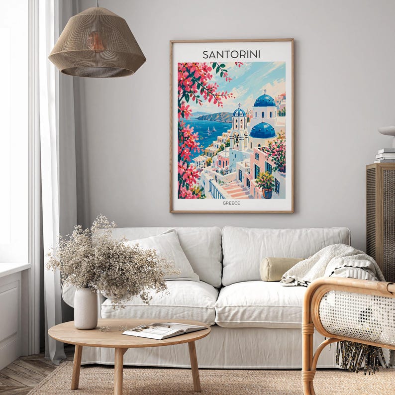 Santorini travel poster, Santorini Greece, Santorini print, Santorini wall art, Santorini poster, Santorini photo, Santorini wall decor image 6