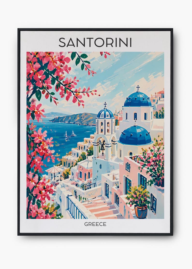 Santorini travel poster, Santorini Greece, Santorini print, Santorini wall art, Santorini poster, Santorini photo, Santorini wall decor image 5