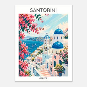 Santorini travel poster, Santorini Greece, Santorini print, Santorini wall art, Santorini poster, Santorini photo, Santorini wall decor image 2