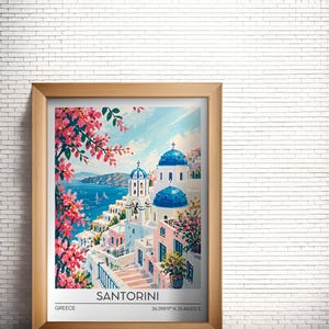 Santorini travel poster, Santorini Greece, Santorini print, Santorini wall art, Santorini poster, Santorini photo, Santorini wall decor image 3
