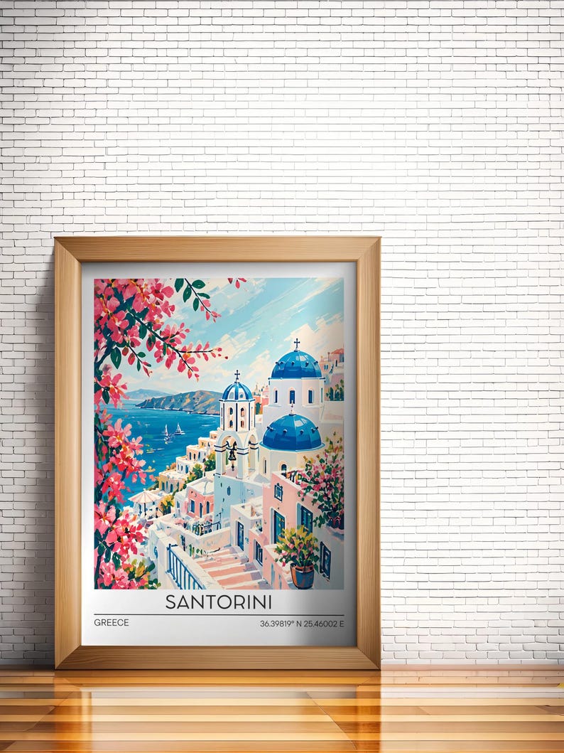 Santorini travel poster, Santorini Greece, Santorini print, Santorini wall art, Santorini poster, Santorini photo, Santorini wall decor image 3