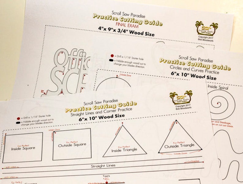 Scroll Saw Cutting for Beginners Practice Patterns and Final Etsy