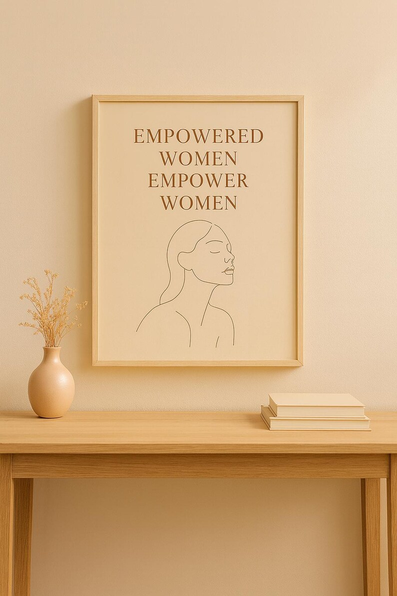 Empowered Women Line Art Print – Minimalist Feminist Motivational ...