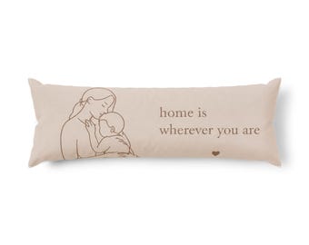 Mother and Baby Illustration Body Pillow | living room decor | bedroom decor |  gift for her