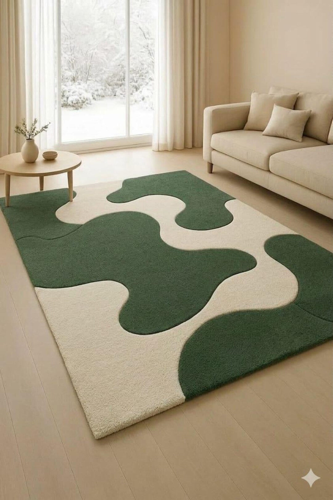 Rcc Rugs Modern Abstract Green Rug | Hand Tufted Wool Carpet | Minimalist ...