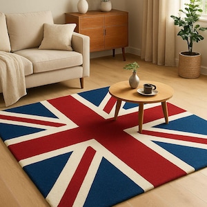 Alfombra moderna con forma de bandera británica hecha a mano
