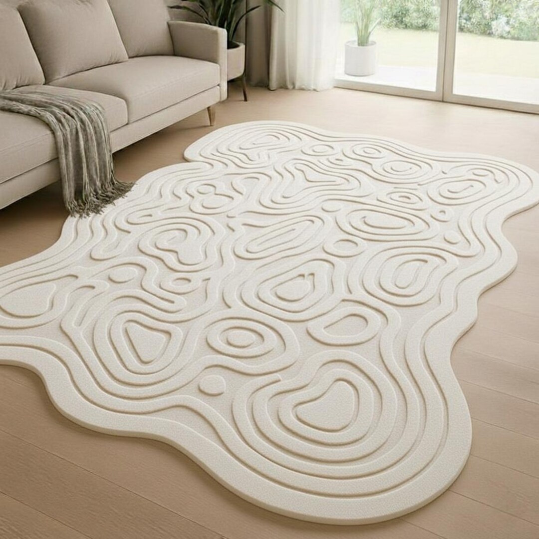 Hand-tufted Topographic Wavy Rug | Modern 3D Sculpted Wool Area Rug - Etsy
