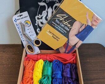 Awesome RAINBOW Rope Bondage Beginners MFP Kit - Rope, Book, Shears and Bag! - 7 Bundles of Synthetic Rope - 200ft