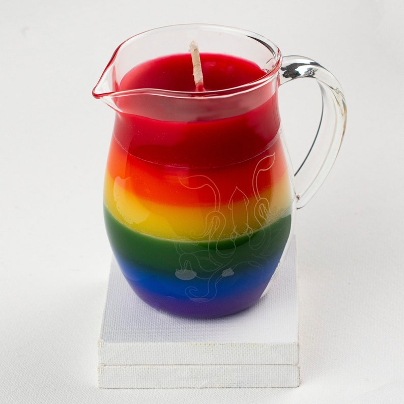 Rainbow in a Jar Wax Play Candle Low Temp Kink candles Unscented Bondage Candle Pitcher Candle image 2