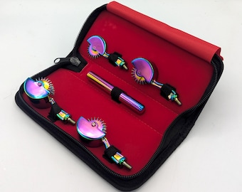 Set multi-testa Wartenberg Wheel – Kit 4 in 1 – Rullo a girandola – Lucidante o arcobaleno