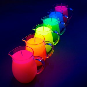 Blacklight Wax Play Pitcher Candle - Low Temp - fluorescent Kink candles - Unscented Candle - Black Light Reactive - UV Reactive