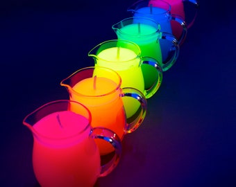 Blacklight Wax Play Pitcher Candle - Low Temp - fluorescent Kink candles - Unscented Candle - Black Light Reactive - UV Reactive